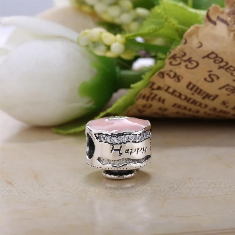 (slika za) PANDORA Happy Birthday Cake mešani emajl prozoren CZ obesek - 792061ENMX - Ogled 2