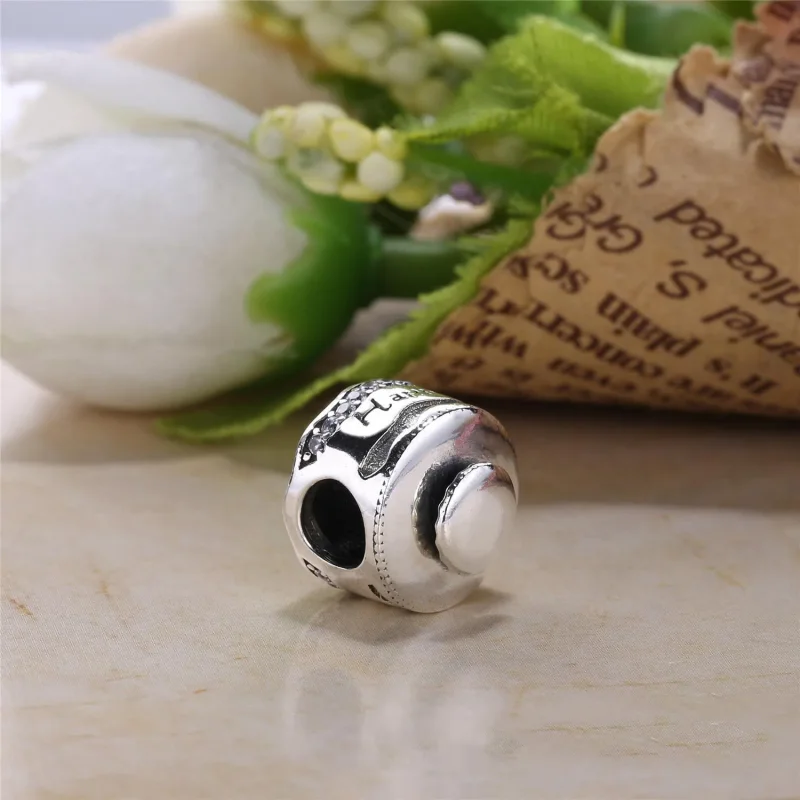 (slika za) PANDORA Happy Birthday Cake mešani emajl prozoren CZ obesek - 792061ENMX - Ogled 3