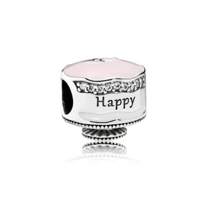 (slika za) PANDORA Happy Birthday Cake mešani emajl prozoren CZ obesek - 792061ENMX