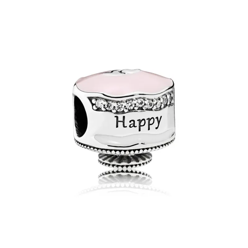 (slika za) PANDORA Happy Birthday Cake mešani emajl prozoren CZ obesek - 792061ENMX - Slika izdelka