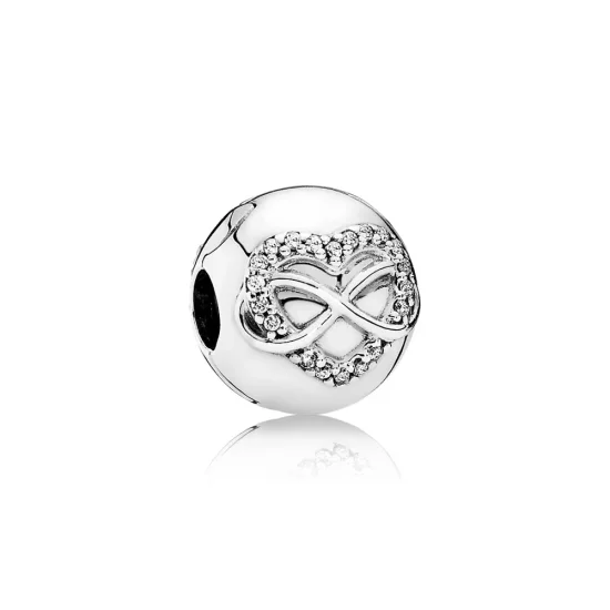 (slika za) PANDORA Infinity Heart Clip, Clear CZ - 791947CZ