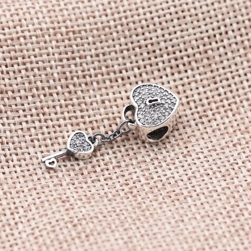 (slika za) PANDORA Ključavnica Ljubezni Srce Charm - 791429CZ - Ogled 2