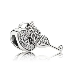 (slika za) PANDORA Ključavnica Ljubezni Srce Charm - 791429CZ