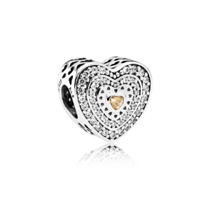 (slika za) PANDORA Lavish Heart Fancy-Colored Clear CZ Charm - 792081FCZ