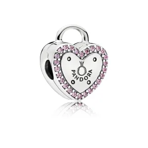 (slika za) PANDORA Lock Your Promise Clip, Fancy Fuchsia Pink CZ - 796556FPC