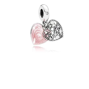 (slika za) PANDORA Love Makes A Family Viseč obesek, roza emajl in prozoren CZ - 796459EN28