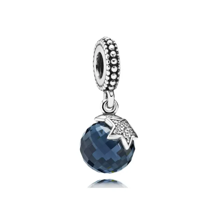 PANDORA Moon Star, Midnight Blue Crystal Clear Cz Pe Viseča - 791392NBC