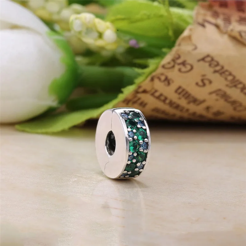 (slika za) PANDORA Mosaic Shining Elegance, večbarvni kristali Teal CZ Spacer - 791817MCZMX - Ogled 2