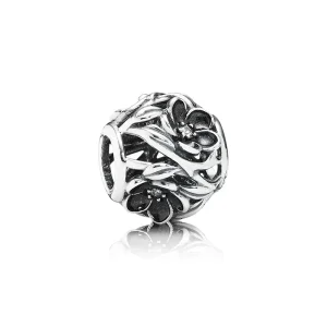 (slika za) PANDORA Mystic Floral, Clear Cz Black Emajl Charm - 791409CZ