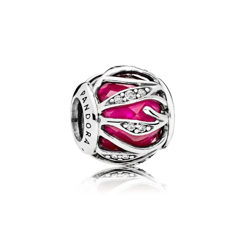 (slika za) PANDORA Nature's Radiance Charm, sintetični rubin prozoren CZ - 791969SRU - Slika izdelka