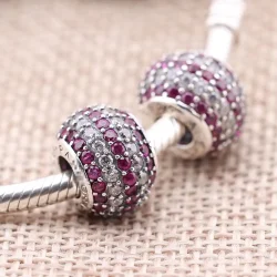 PANDORA navtične pavé luči, rdeč prozoren Cz Charm - 791172CZR