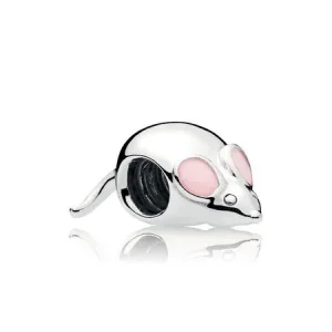 (slika za) PANDORA Obesek Cute Mouse, roza emajl - 797062EN160