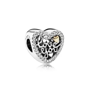 (slika za) PANDORA obesek Love Script, prozoren CZ - 792037CZ