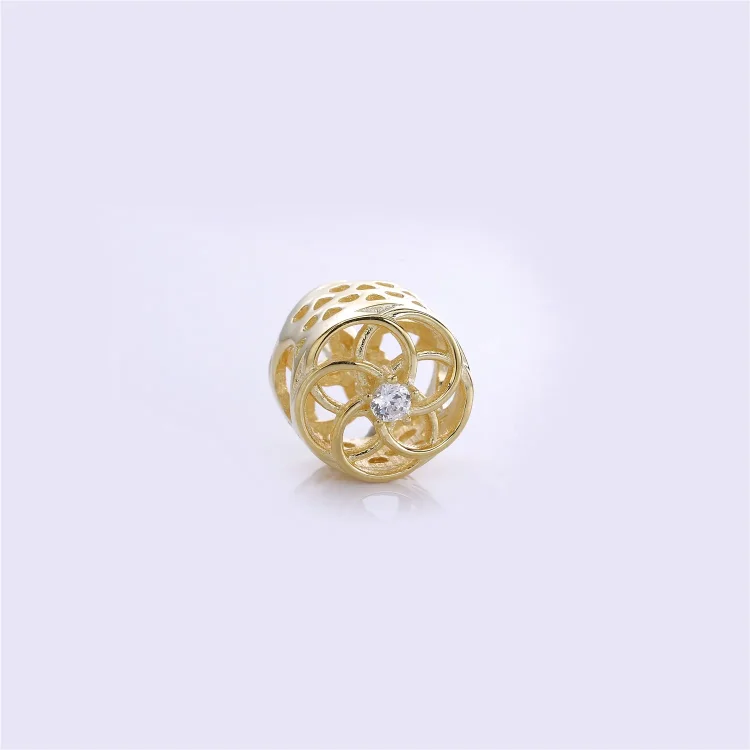PANDORA obesek Loving Bloom, prozorno 14K zlato CZ - 750598CZ