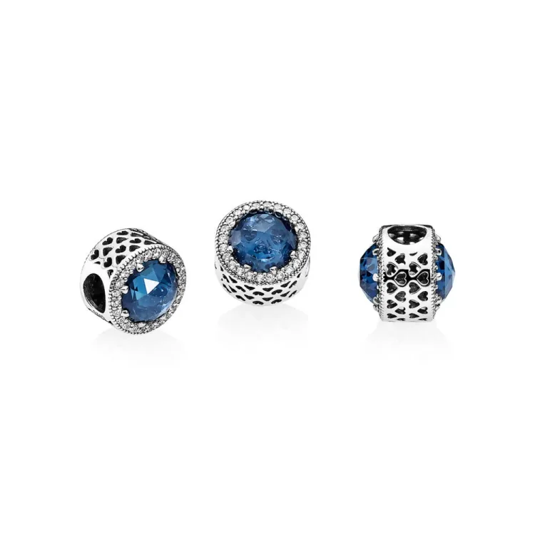 PANDORA obesek Midnight Blue Radiant Hearts - 791725NMB