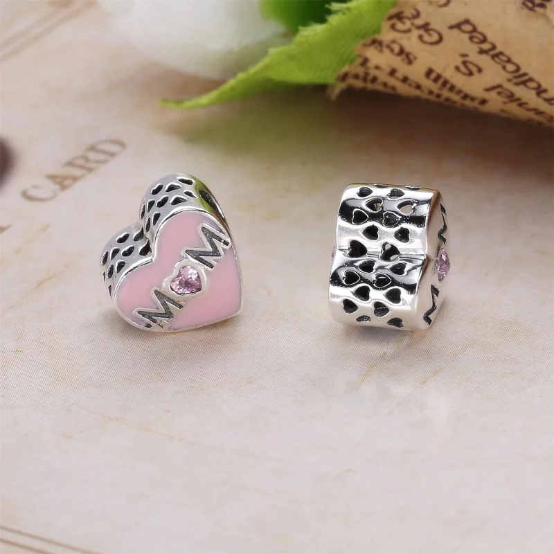 (slika za) PANDORA Obesek Mother Heart, roza CZ - 791881PCZ - Ogled 4
