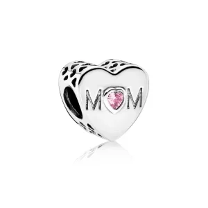 (slika za) PANDORA Obesek Mother Heart, roza CZ - 791881PCZ