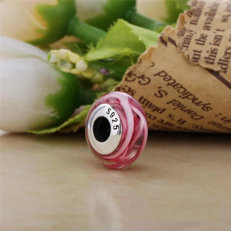 PANDORA Obesek Murano iz roza stekla - PL00068-1