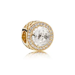 PANDORA Obesek Radiant Hearts, 14K zlato  Prozoren CZ - 750843CZ