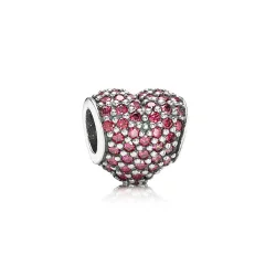PANDORA Obesek Rdeče Pavé Srce - 791052CZR