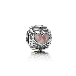 PANDORA obesek s srčki, roza emajl - 790591EN28