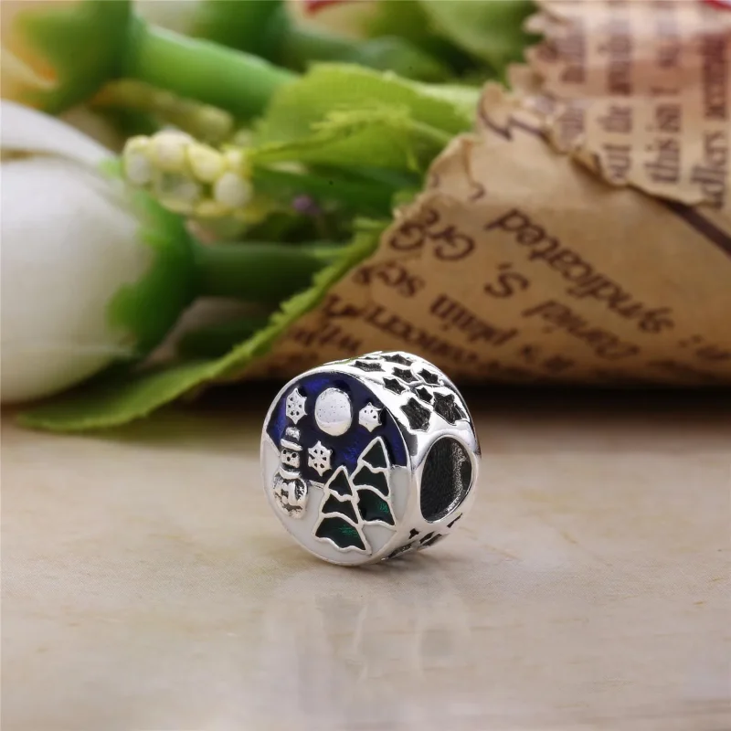 (slika za) PANDORA obesek Snowy Wonderland, modro-zelen emajl - 796384ENMX - Ogled 3