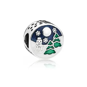 (slika za) PANDORA obesek Snowy Wonderland, modro-zelen emajl - 796384ENMX