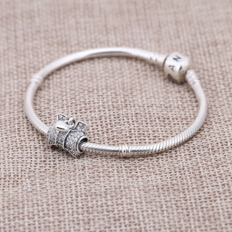 (slika za) PANDORA obesek v obliki srca in pentlje - 791776CZ - Ogled 2