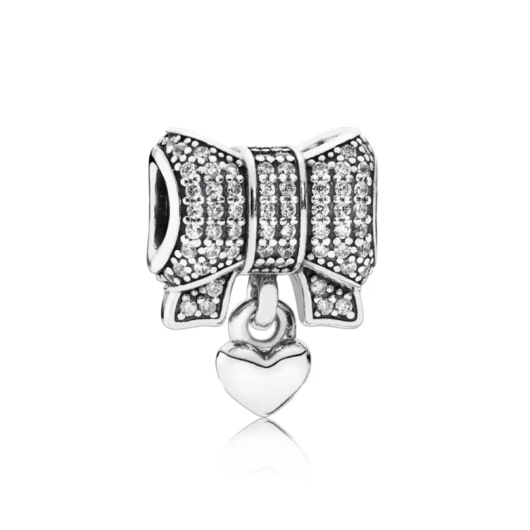 PANDORA obesek v obliki srca in pentlje - 791776CZ