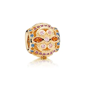 PANDORA Obesek z barvnimi freskami, 14K zlato in večbarvni kristali & roza CZ - 756225PCZMX (slika za) PANDORA Obesek z barvnimi freskami, 14K zlato in večbarvni kristali & roza CZ - 756225PCZMX