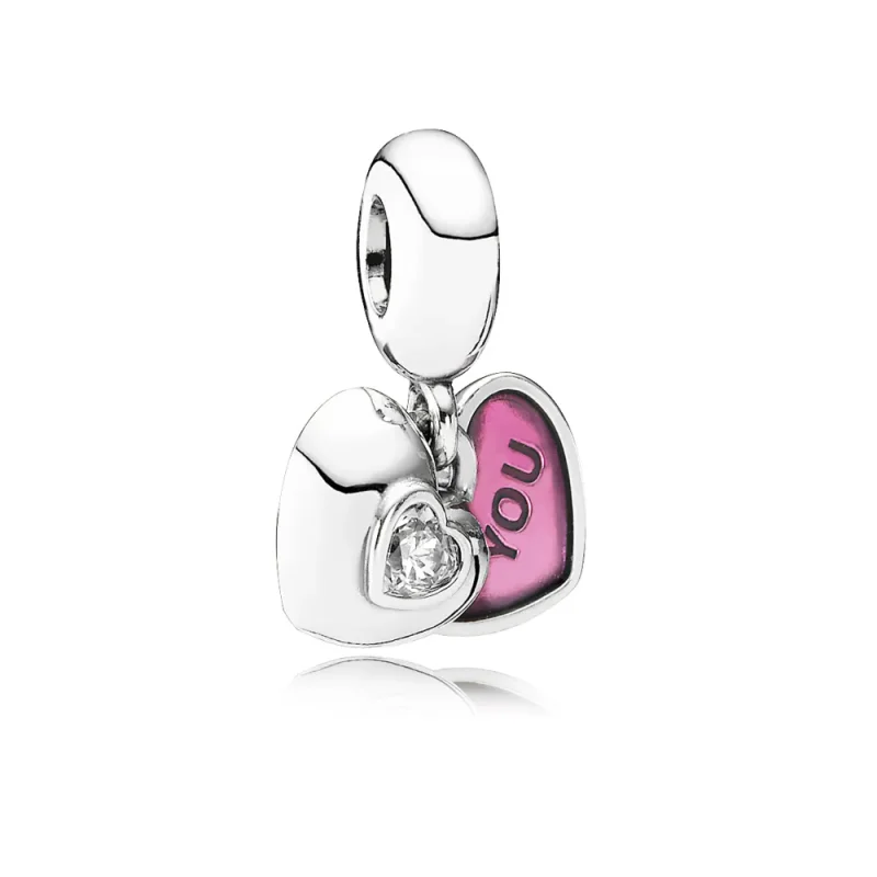 (slika za) PANDORA Obesek z obeskom "Ti" in "Jaz" - 791244CZ