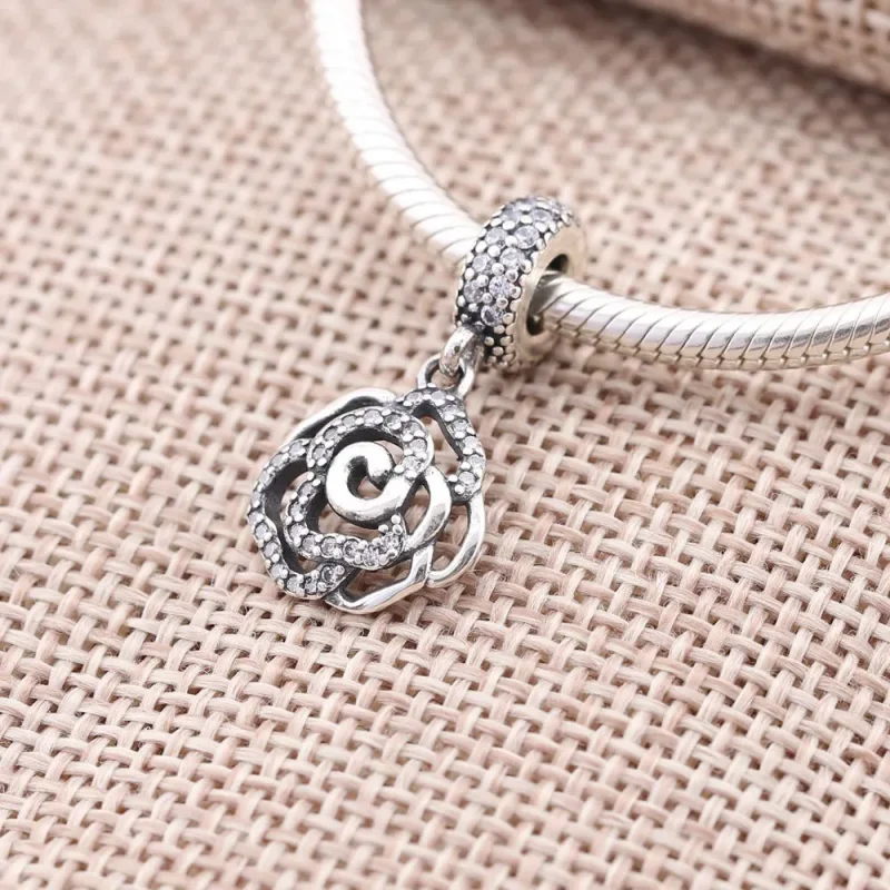 (slika za) PANDORA Obesek z odprtim obeskom z lesketajočo se vrtnico - 791526CZ - Ogled 2