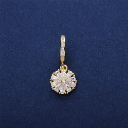 PANDORA okrašen viseči obesek s cvetjem, prozorno 14K zlato CZ - 751002CZ