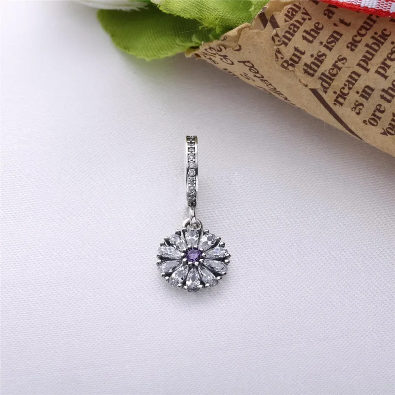 (slika za) PANDORA okrašen viseči obesek s cvetjem, prozorno 14K zlato CZ - 751002CZ - Ogled 3