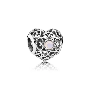 (slika za) PANDORA oktober Signature Heart Birthstone Charmora E Charm - 791784NOP