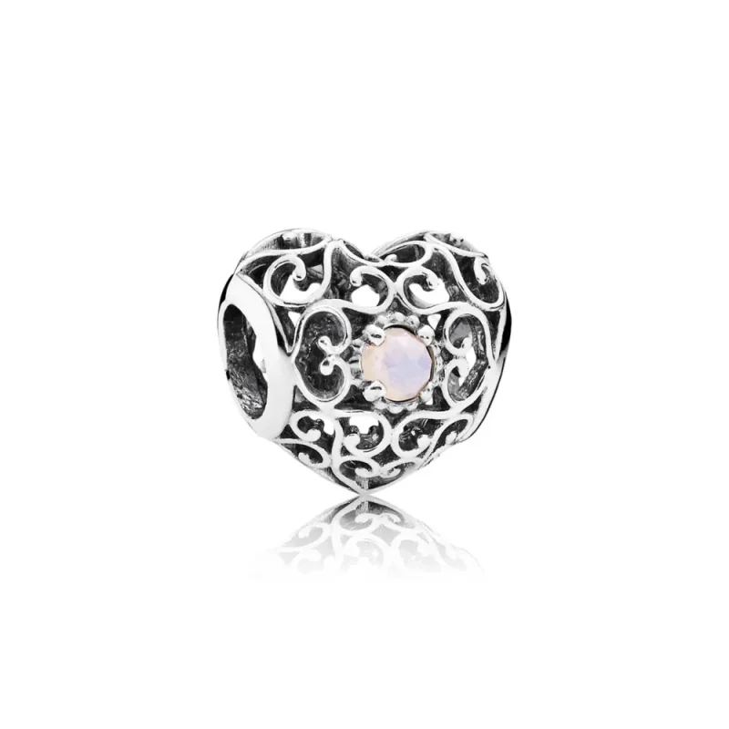 (slika za) PANDORA oktober Signature Heart Birthstone Charmora E Charm - 791784NOP - Slika izdelka