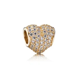 PANDORA Pavé obesek v obliki srca, prozorno CZ 14K zlato - 750828CZ