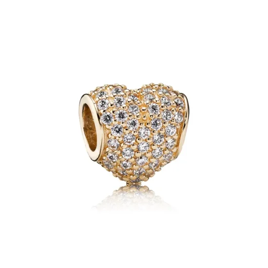 (slika za) PANDORA Pavé obesek v obliki srca, prozorno CZ 14K zlato - 750828CZ