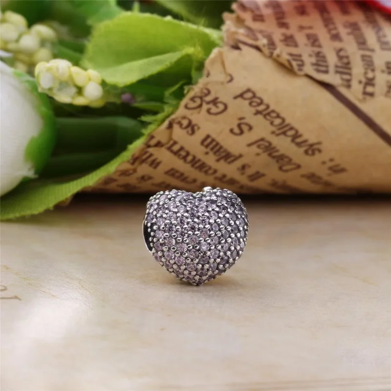 (slika za) PANDORA Pavé sponka Open My Heart, roza CZ - 791427PCZ - Ogled 3