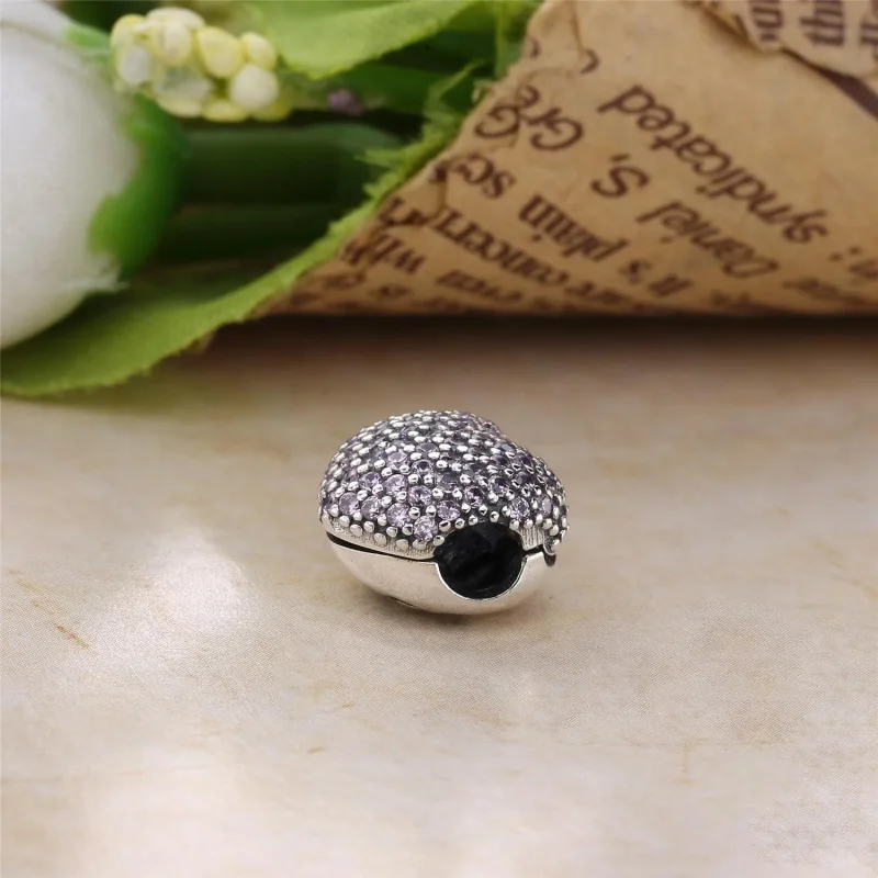 (slika za) PANDORA Pavé sponka Open My Heart, roza CZ - 791427PCZ - Ogled 4