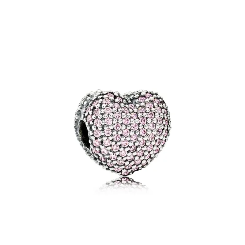 (slika za) PANDORA Pavé sponka Open My Heart, roza CZ - 791427PCZ - Slika izdelka