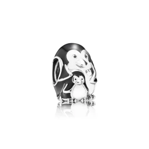 (slika za) PANDORA Penguin family Charm, črni emajl - 791404EN60