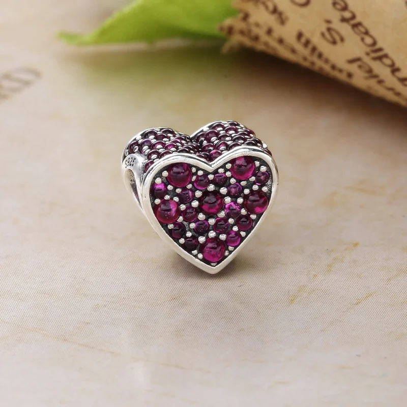 (slika za) PANDORA Pink Dazzling Heart Pink CZ Charm - 792069PCZ - Ogled 2