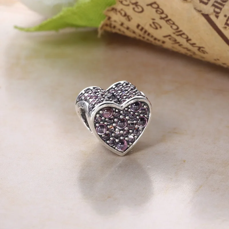 (slika za) PANDORA Pink Dazzling Heart Pink CZ Charm - 792069PCZ - Ogled 3