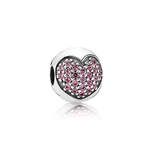 (slika za) PANDORA Pink Pavé Heart Clip - 791053CZS