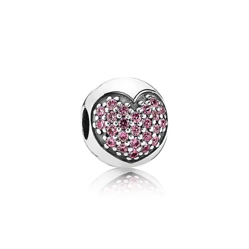 (slika za) PANDORA Pink Pavé Heart Clip - 791053CZS - Slika izdelka