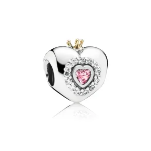 (slika za) PANDORA Pink Princess Heart Charm - 791375PCZ