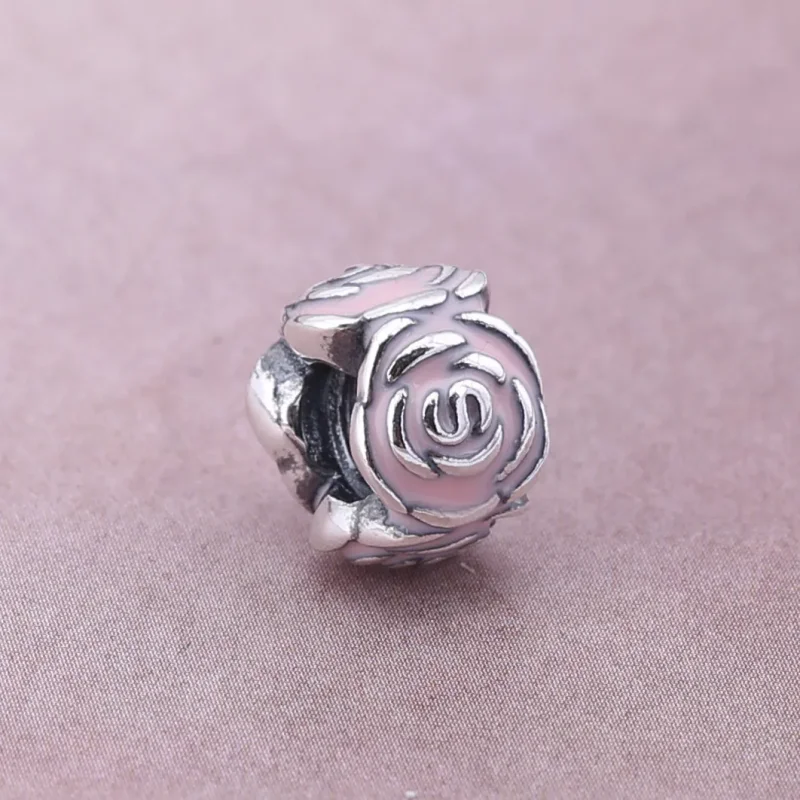(slika za) PANDORA Pink Rose Charm Clip - 791291EN40 - Ogled 3