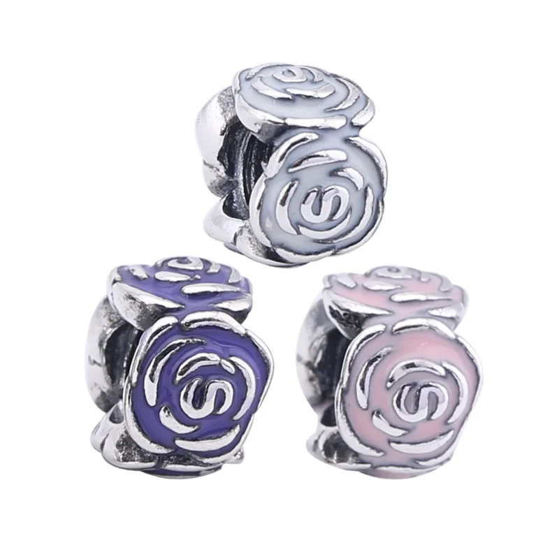 (slika za) PANDORA Pink Rose Charm Clip - 791291EN40 - Ogled 5