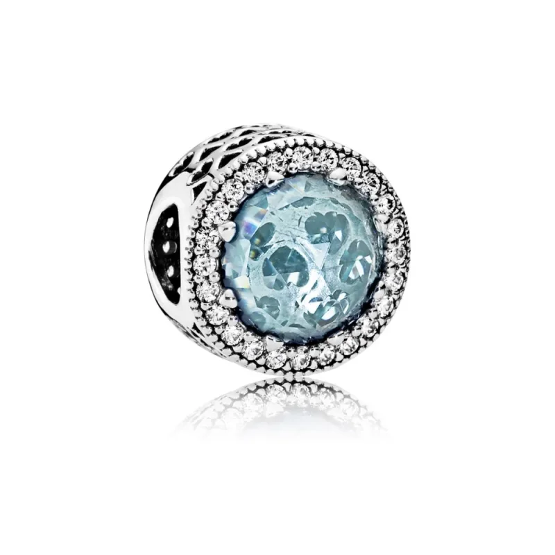 (slika za) PANDORA Radiant Hearts, Glacier-Blue Crystals Clear CZ Charm - 791725NGL - Slika izdelka